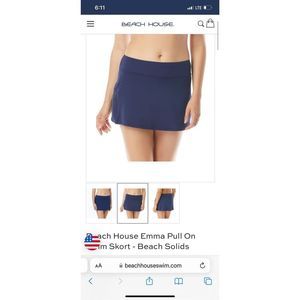 Beach House Emma Pull On Swim Skort - Beach Solid Admiral